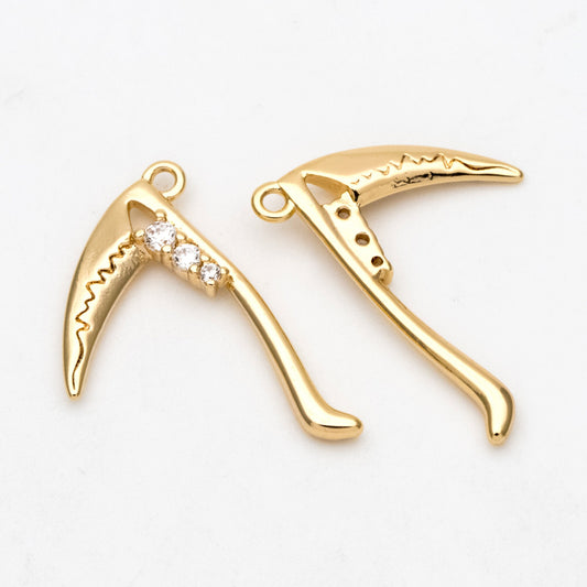 4pcs Gold/ Silver Scythe Pendant, Gothic Amulet, Witchcraft Wicca Amulet, Freak Jewelry, Jewelry Making Diy Material Supplies (GB-2645)