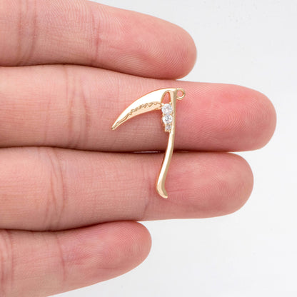 4pcs Gold/ Silver Scythe Pendant, Gothic Amulet, Witchcraft Wicca Amulet, Freak Jewelry, Jewelry Making Diy Material Supplies (GB-2645)