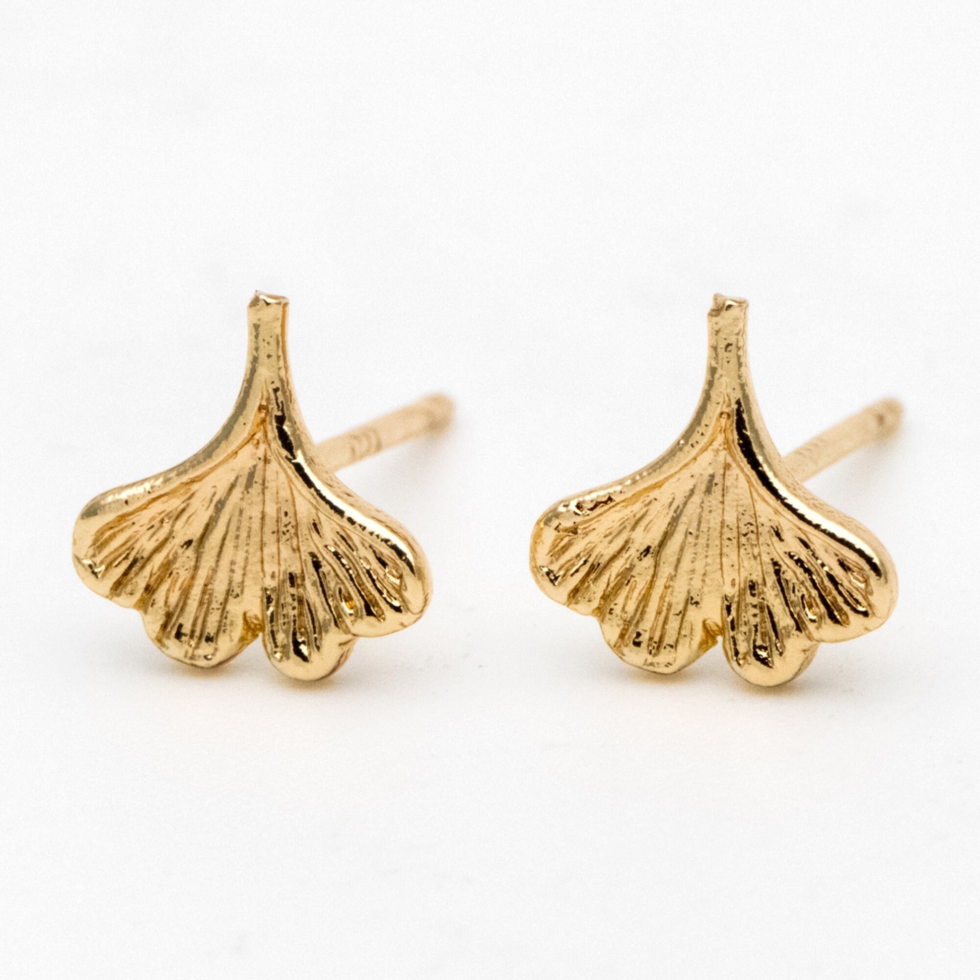 10pcs Gold/ Silver Ginkgo Leaf Ear Posts 9x8mm, Gold/ Rhodium Plated Brass Minimalist Stud Earrings (GB-3290)
