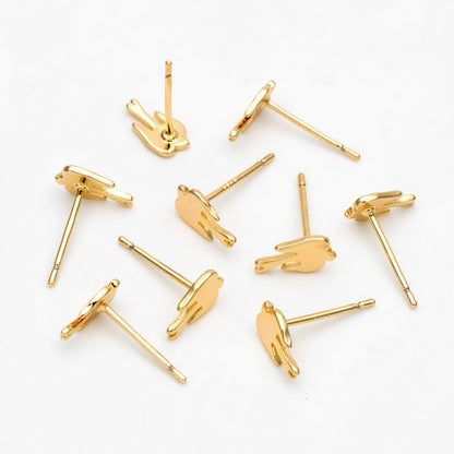 10pcs Gold Swallow Ear Posts 15x11mm, Gold Plated Brass Bird Stud Earrings (GB-3291)