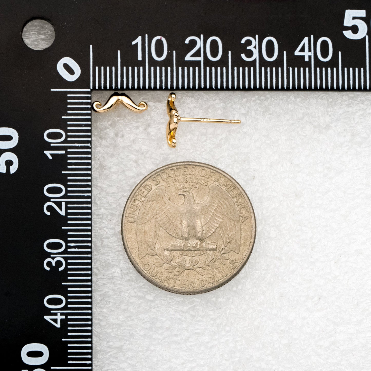10pcs Gold Mustache Ear Posts 4x10mm, Gold Plated Brass Minimalist Stud Earrings (GB-3292)