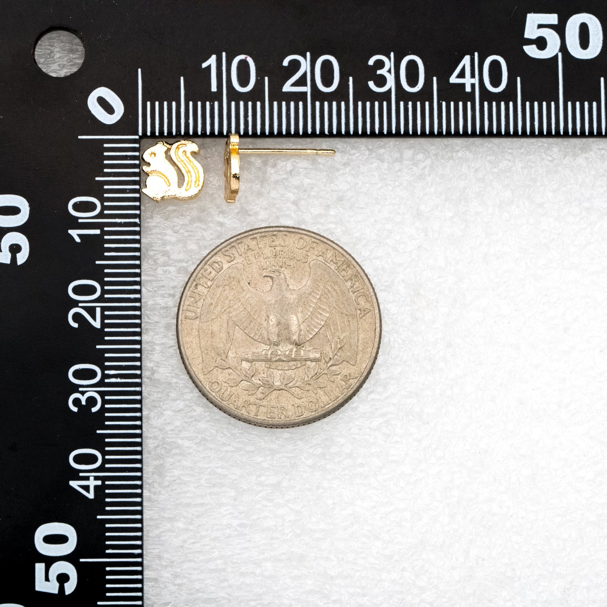 10pcs Gold Squirrel Ear Posts 8x8mm, Gold Plated Brass Minimalist Stud Earrings (GB-3293)