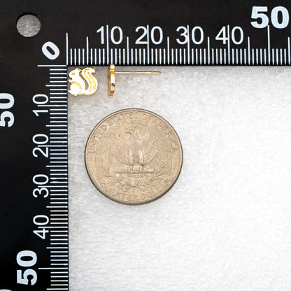 10pcs Gold Squirrel Ear Posts 8x8mm, Gold Plated Brass Minimalist Stud Earrings (GB-3293)