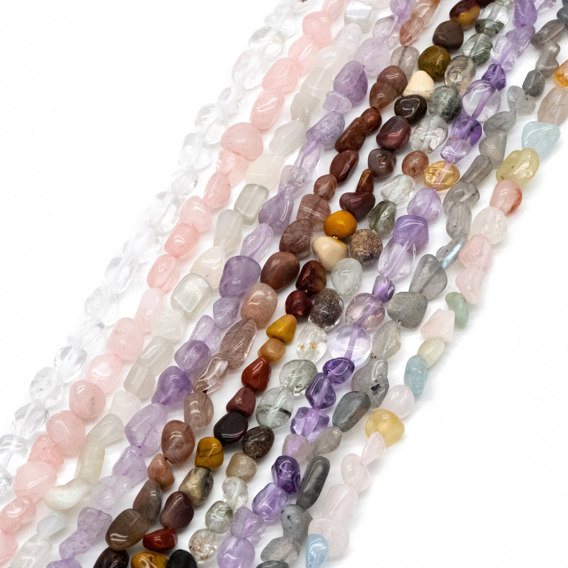 Natural Gemstone Pebble Nugget Beads, Smooth Oval Quartz Stone Beads 6-8mm, Wholesale Gemstone Beads (TR-061)/ Full strand
