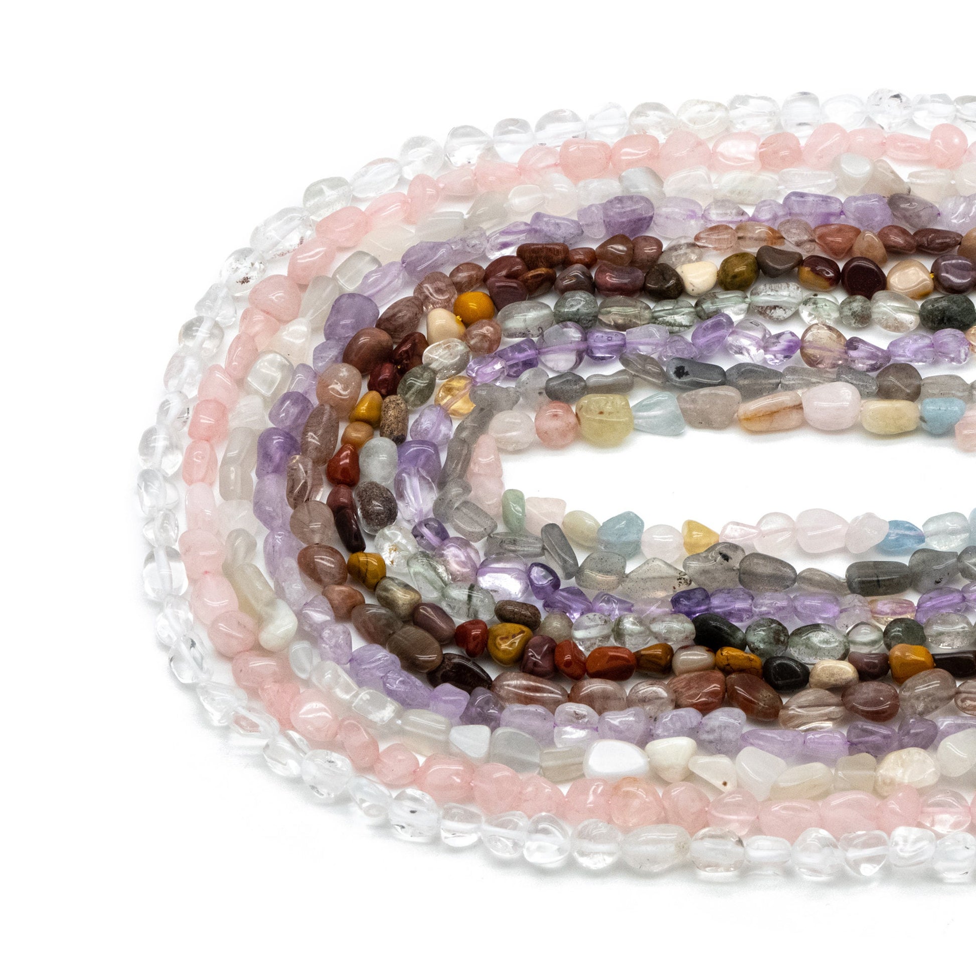 Natural Gemstone Pebble Nugget Beads, Smooth Oval Quartz Stone Beads 6-8mm, Wholesale Gemstone Beads (TR-061)/ Full strand