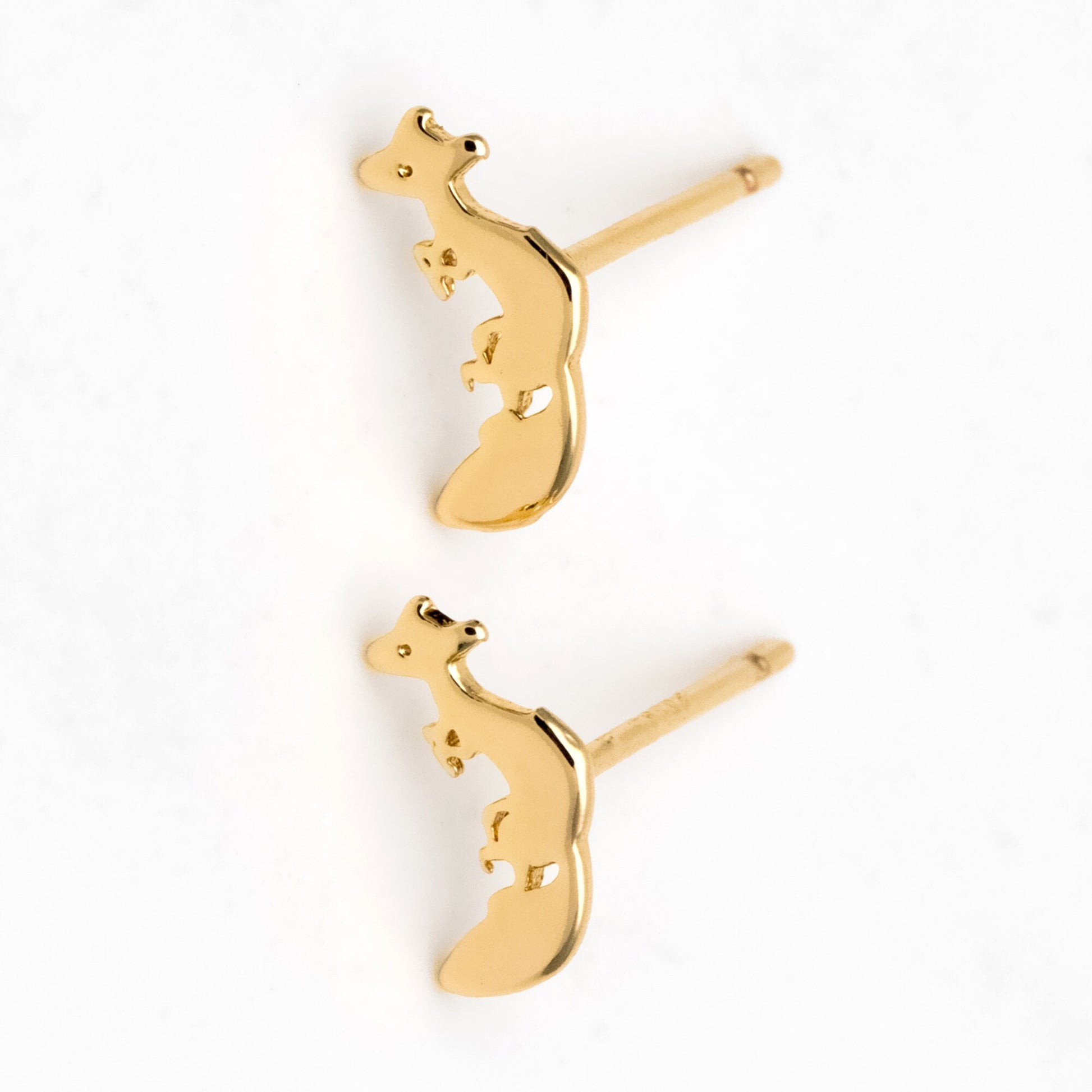 10pcs Gold Fox Stud Earrings 10x6mm, 18K Gold plated Brass Animal Ear Posts (#GB-3286)