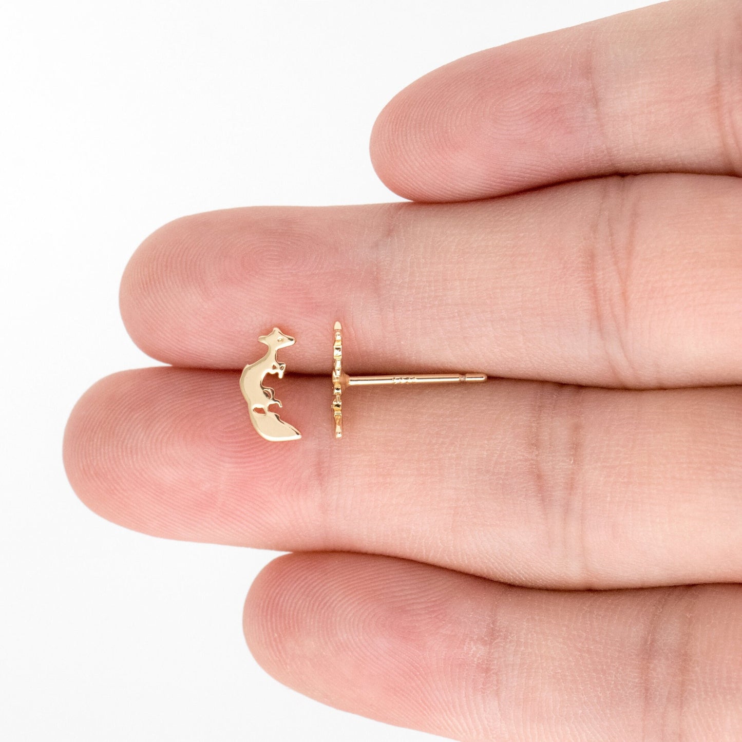 10pcs Gold Fox Stud Earrings 10x6mm, 18K Gold plated Brass Animal Ear Posts (#GB-3286)