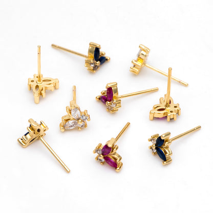 4pcs CZ Pave Gold Butterfly Ear post, Dianty Butterfly Ear Studs, Jewelry Supplies (GB-3259)