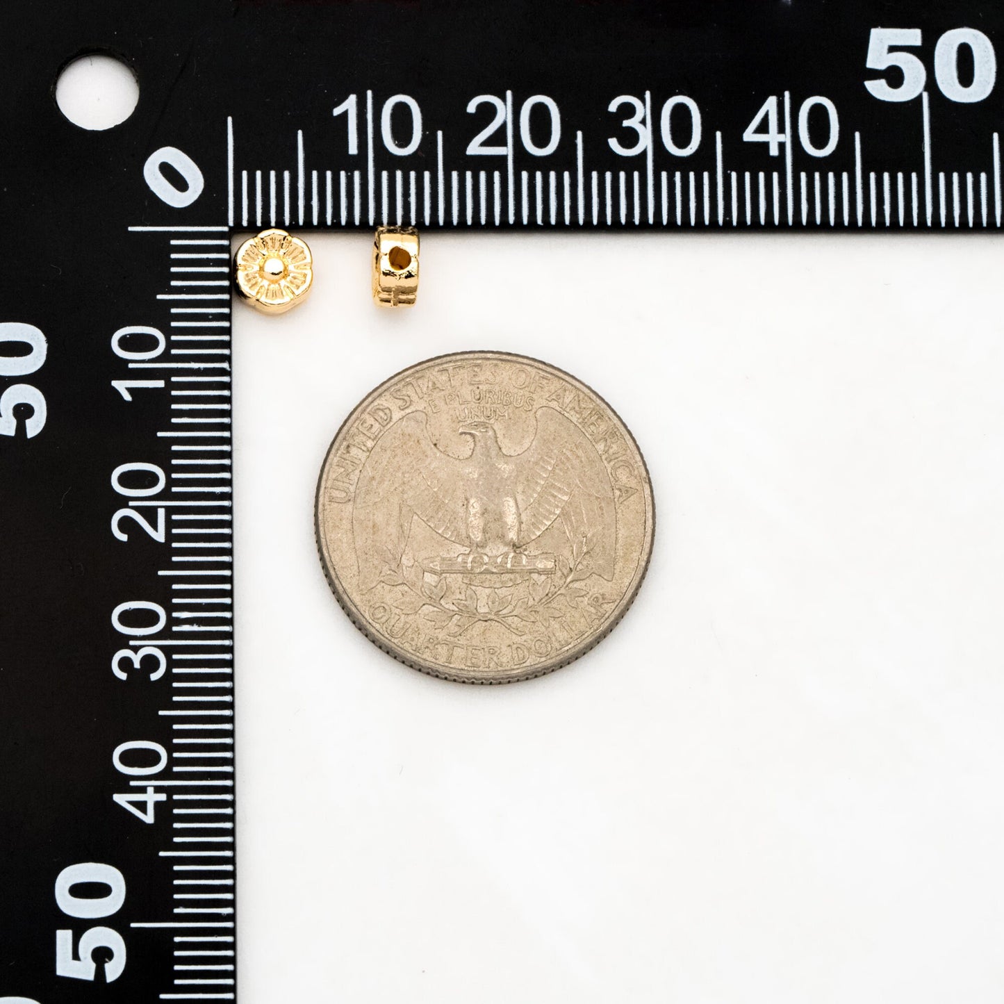 10pcs Gold Flower Spacer Beads 6mm, Real Gold plated Brass Spacer Beads (GB-3296)