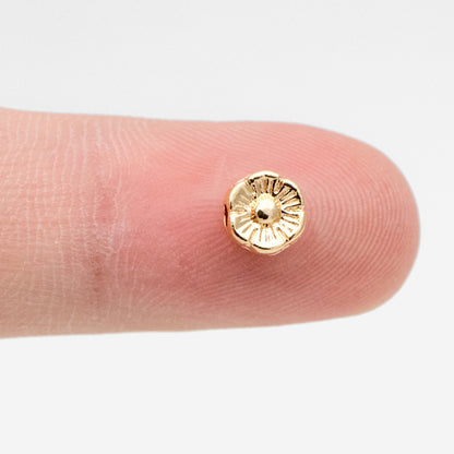 10pcs Gold Flower Spacer Beads 6mm, Real Gold plated Brass Spacer Beads (GB-3296)