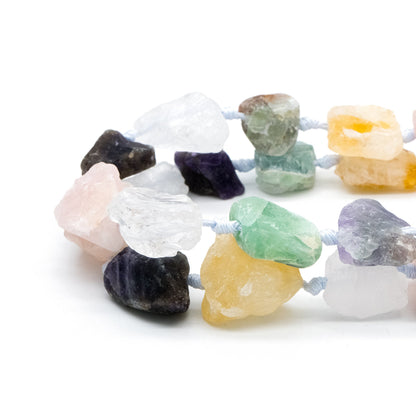 Natural Raw Crystal Nugget, Rough Gemstone Rocks, Raw Quartz Stone Beads, Mix Color Full strands (TR-052)