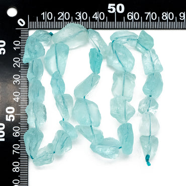 Clear Blue Sea Glass Rough Beads, Full 15.5 inch strands (TR-053)