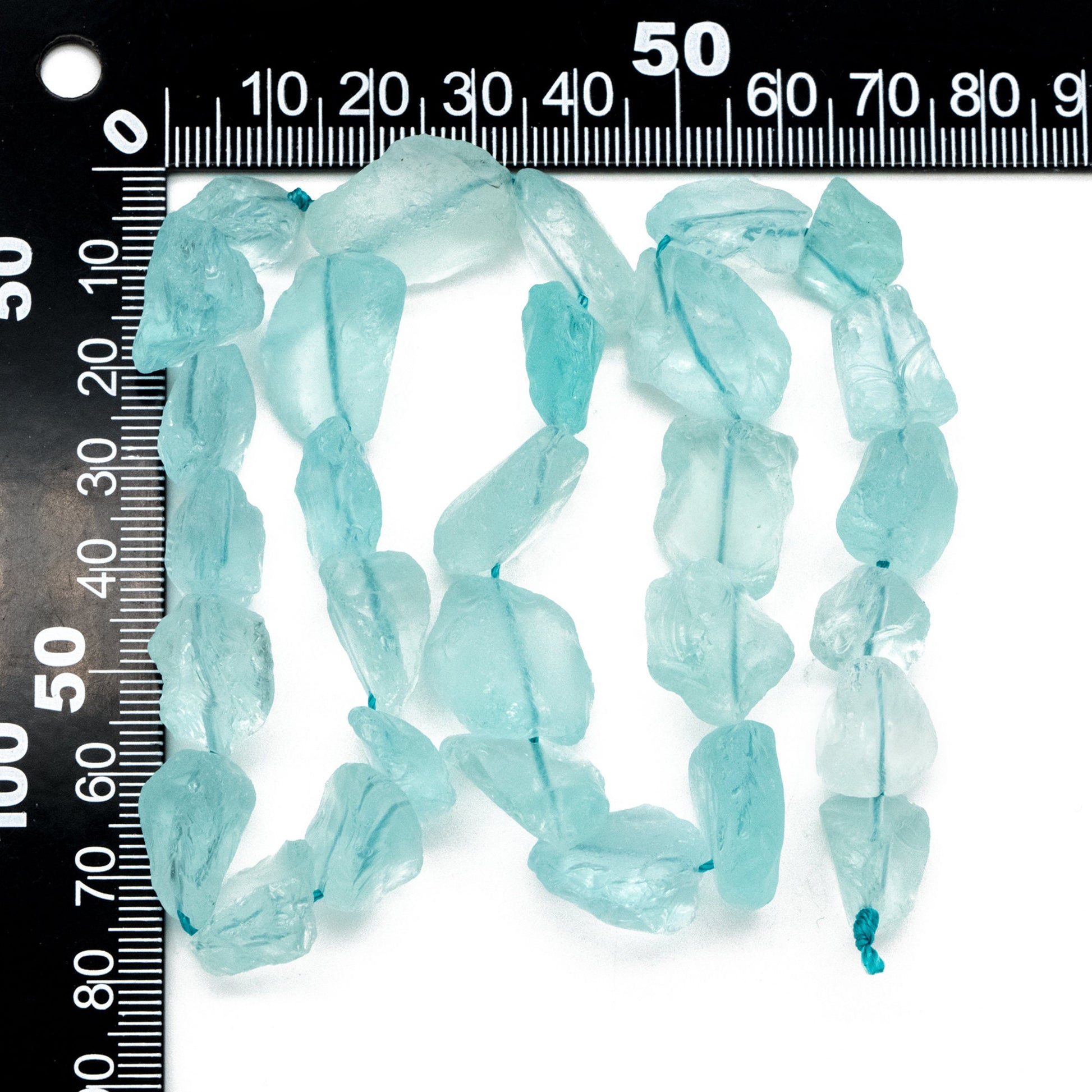 Clear Blue Sea Glass Rough Beads, Full 15.5 inch strands (TR-053)