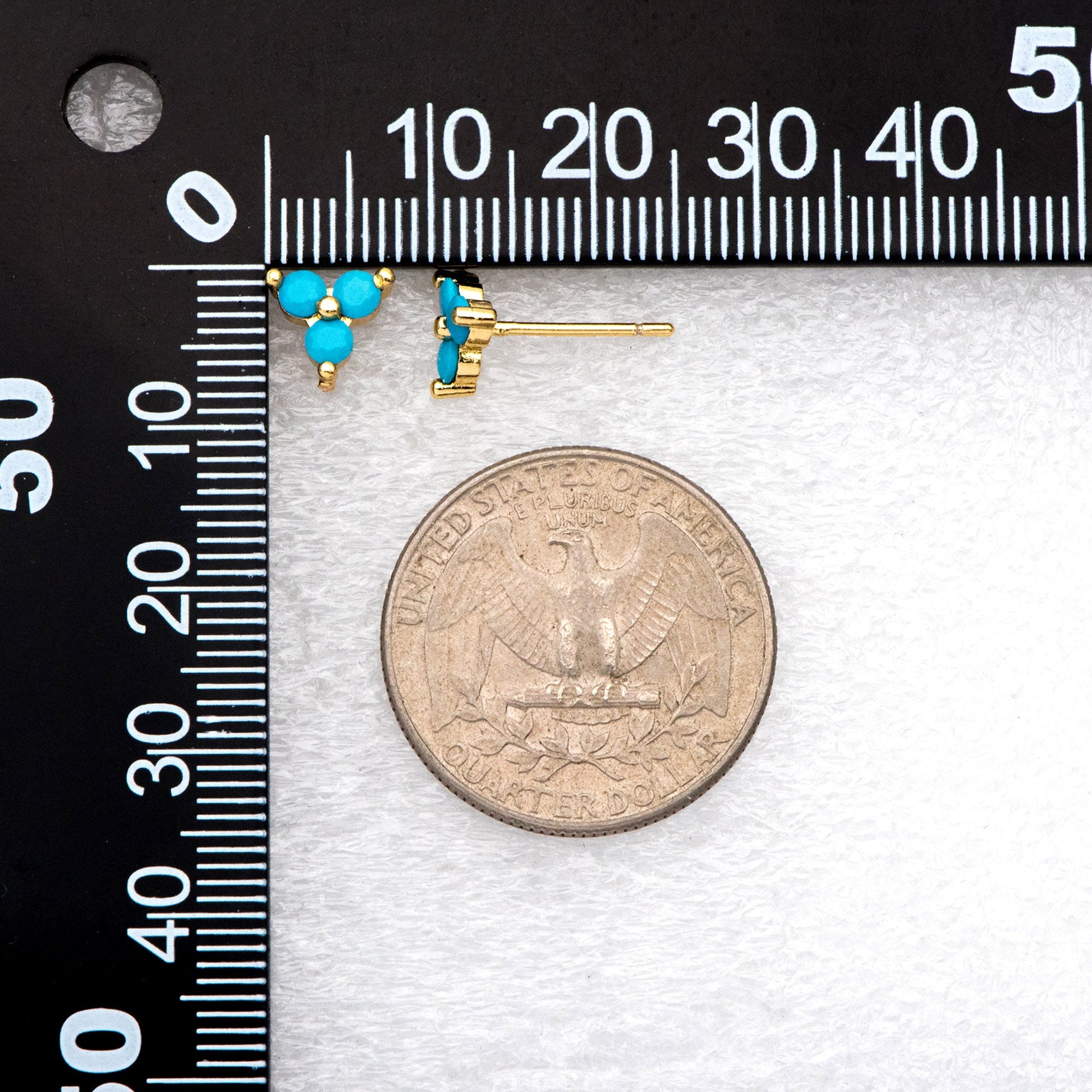 4pcs Gold Flower Stud Earring, Dainty Floral Ear Posts 8mm, CZ pave Tiny Earring Studs (GB-3244)