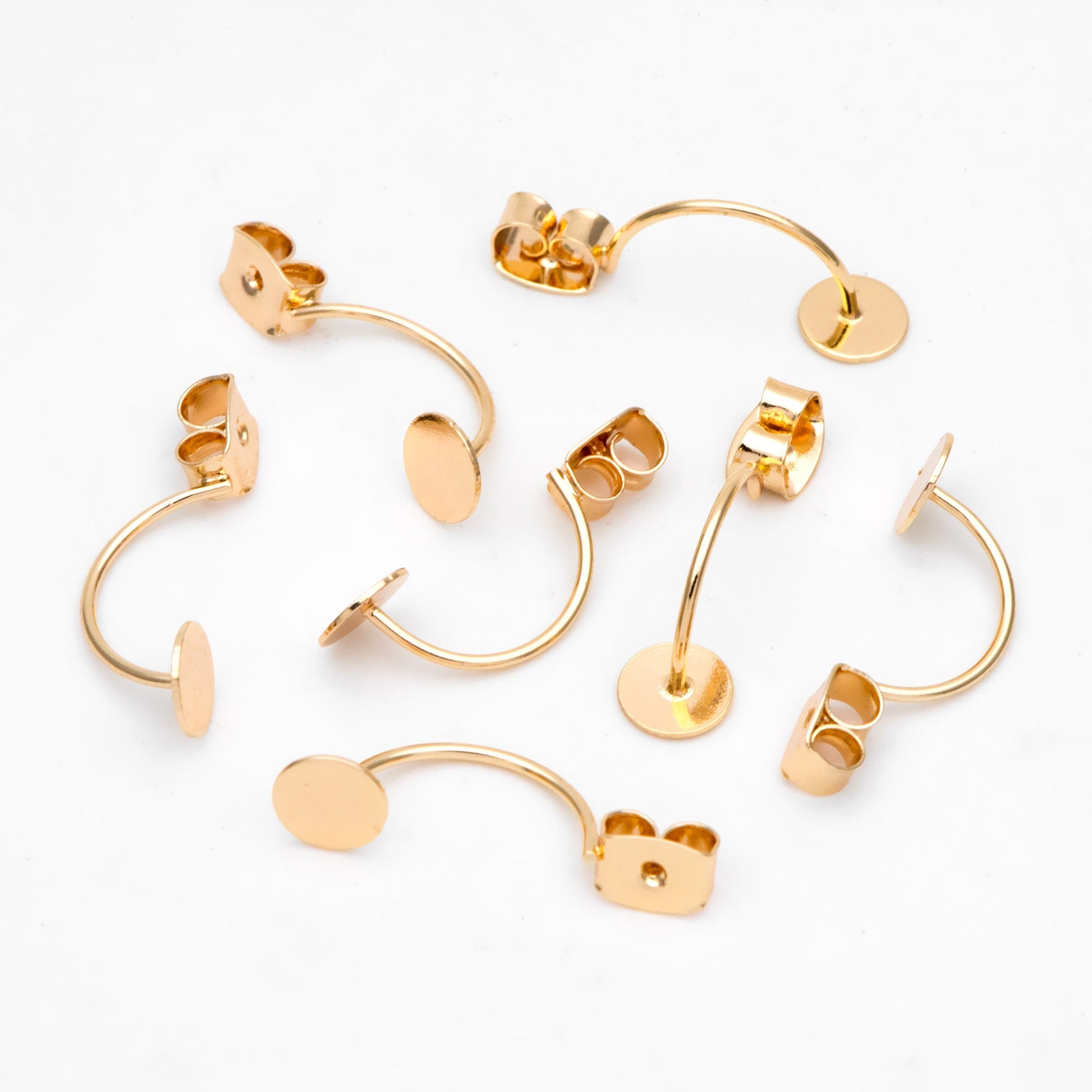 10pcs Gold plated Brass Ear Back Stoppers, Earring Nuts with Pad 6mm, Ear Jacket Jewelry Findings (#GB-3272)