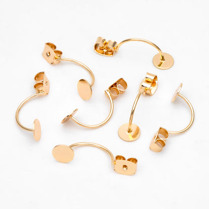 10pcs Gold plated Brass Ear Back Stoppers, Earring Nuts with Pad 6mm, Ear Jacket Jewelry Findings (#GB-3272)