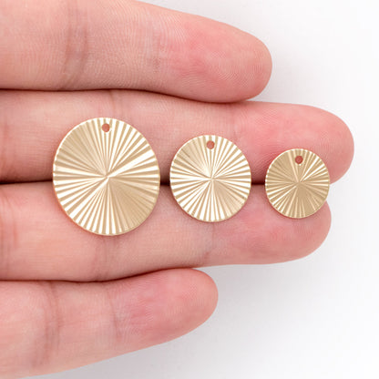 10pcs Gold/ Silver Round Disc Charms 12/ 15/ 20mm, 18K Gold/ Rhodium plated Brass Disk Pendants (GB-3274)