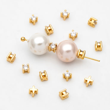 10pcs CZ pave Gold/ Silver Cube Beads 2.5/ 4mm, 18K Gold/ Rhodium plated Brass Spacer Beads, Jewelry Making Diy Material Supplies (GB-3192)