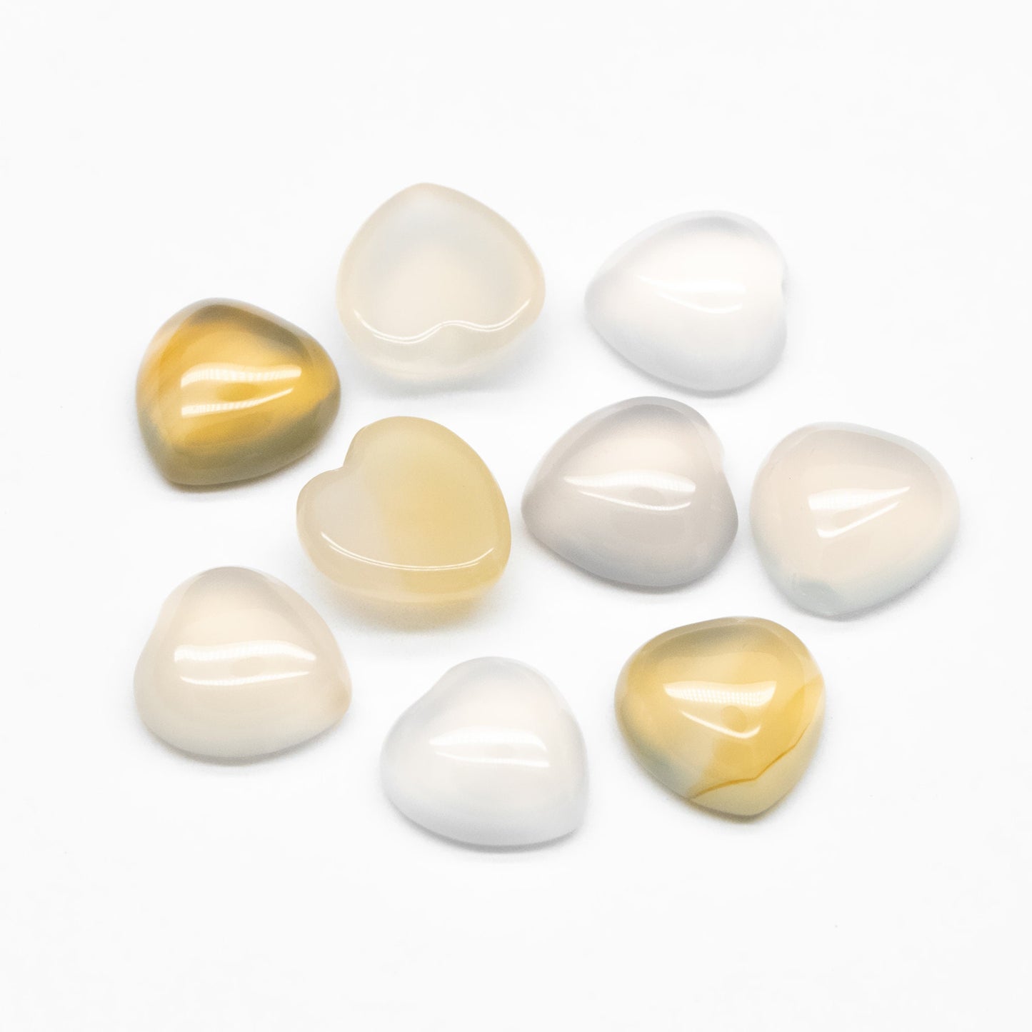 10pcs Heart Gemstone Cabochon for Jewelry Making, 10mm Heart Flatback Cabs Wholesale (No Hole) (TR-065)