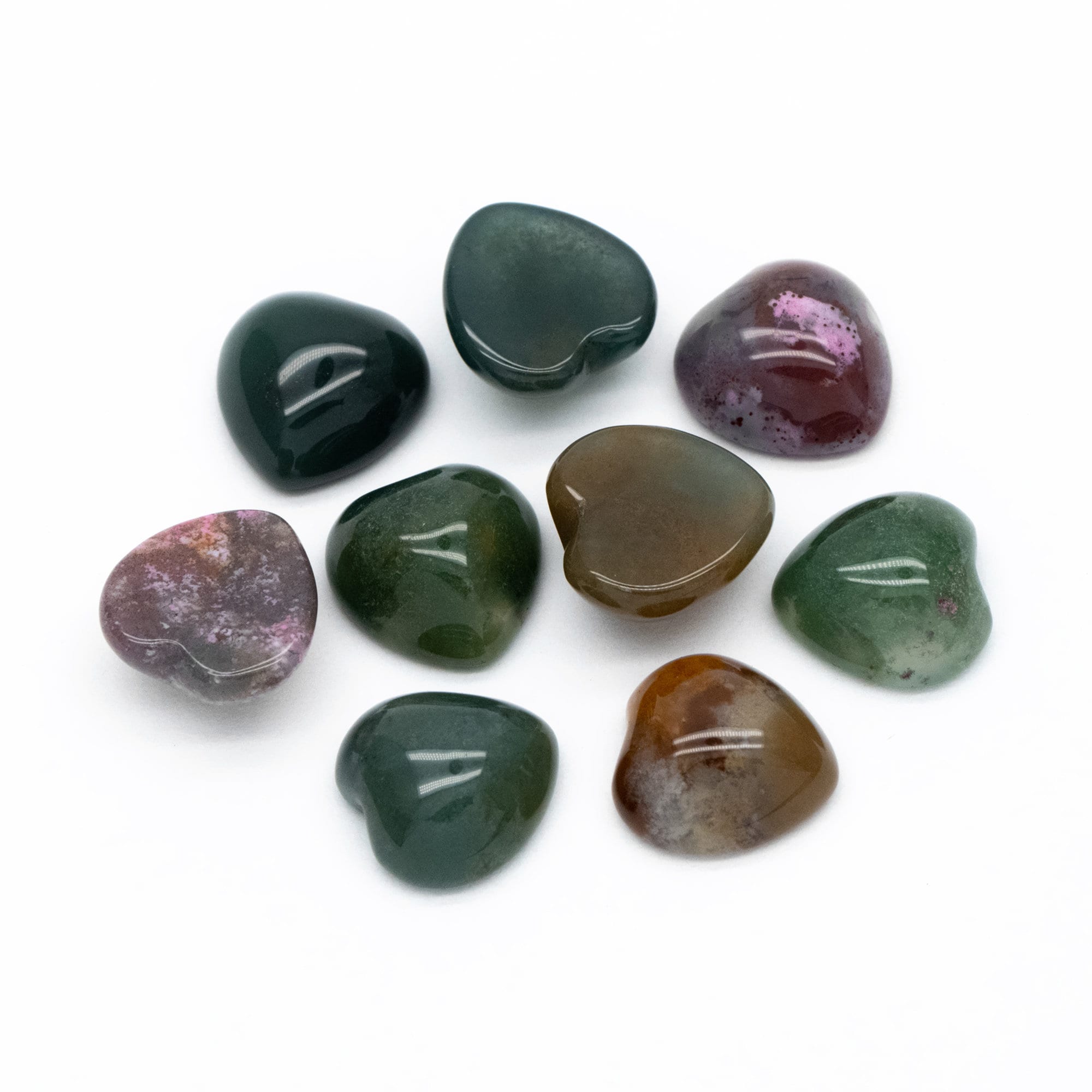 10pcs Heart Gemstone Cabochon for Jewelry Making, 10mm Heart Flatback Cabs Wholesale (No Hole) (TR-065)
