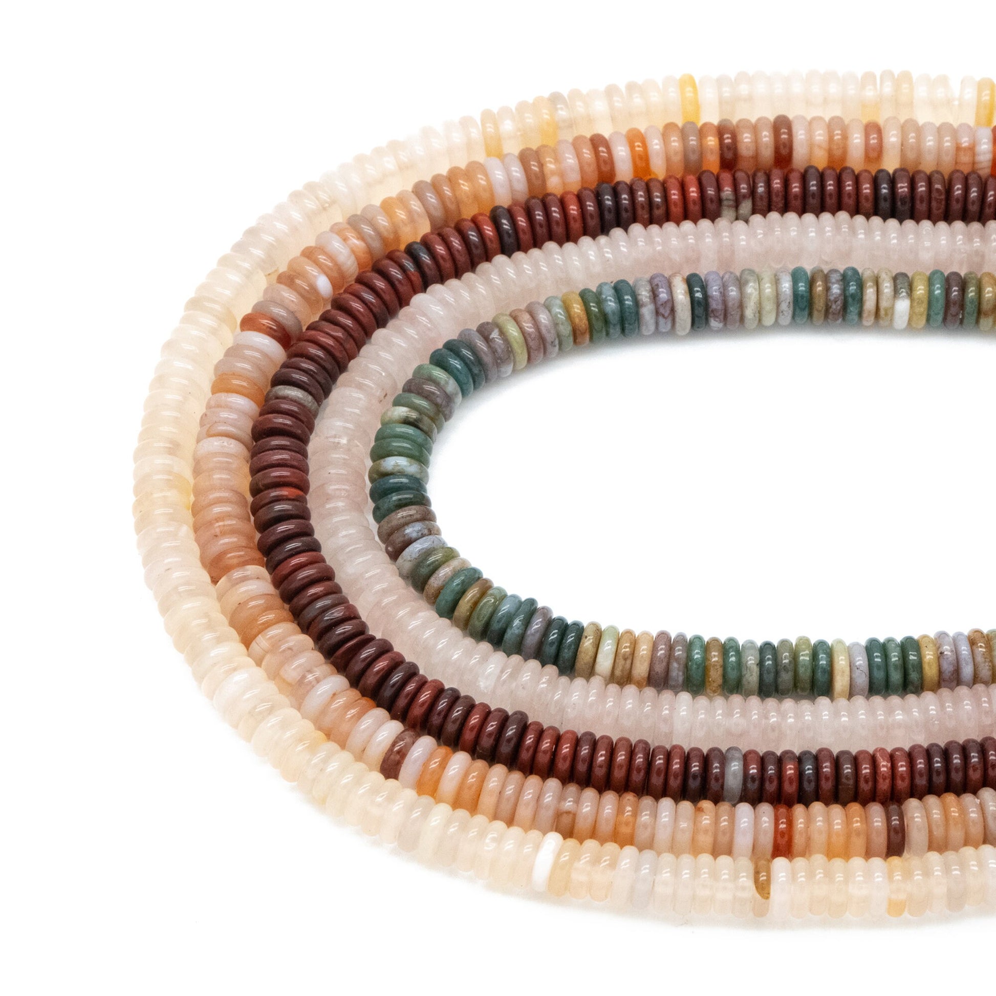 Natural heishi gemstone beads, 6x2mm, 15.5"Strd Beads, DIY Making Supplies (TR-070)