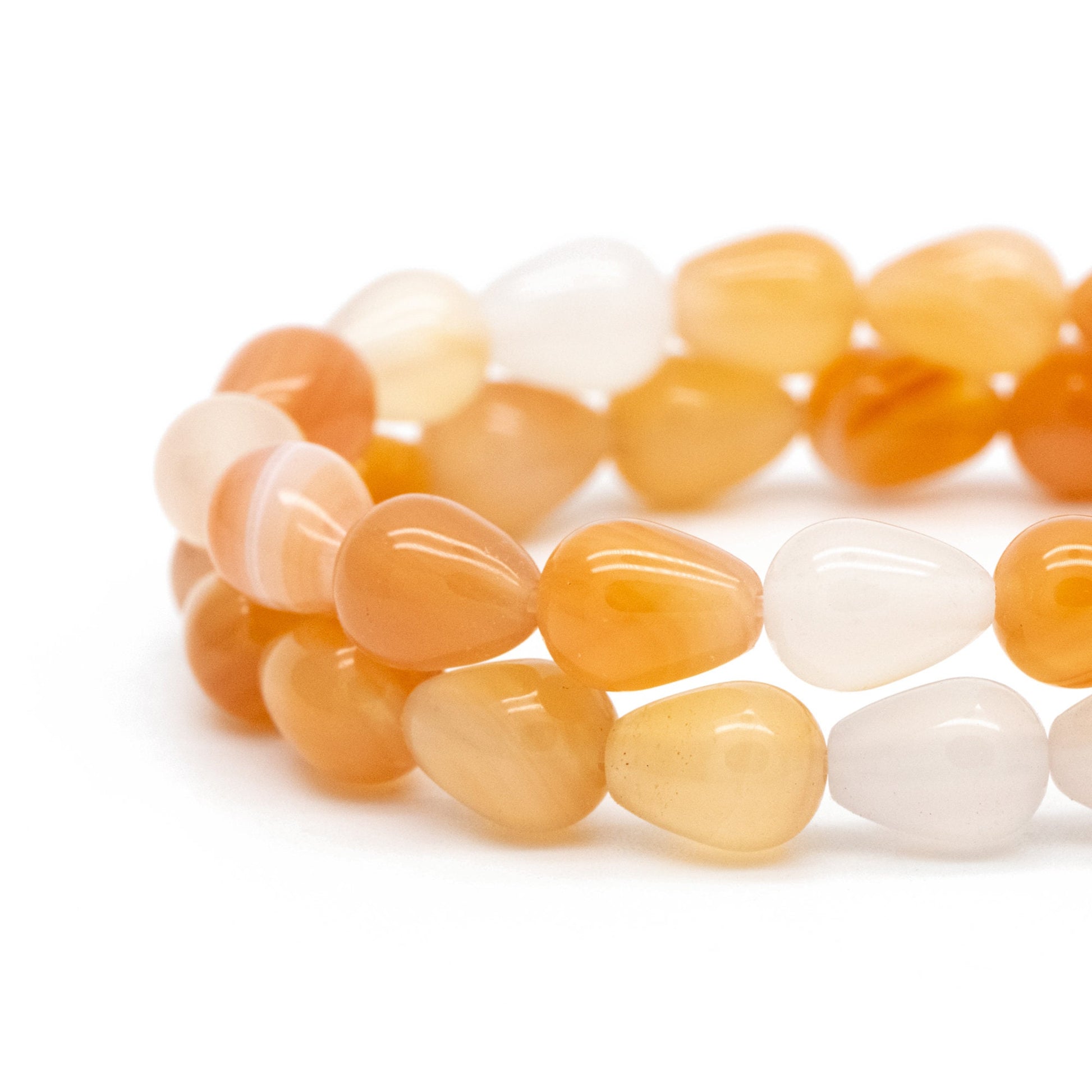 40pcs Smooth Teardrop Beads, 6x9mm, Agate, Pink Quartz, Wholesale Gemstone Beads (TR-071)