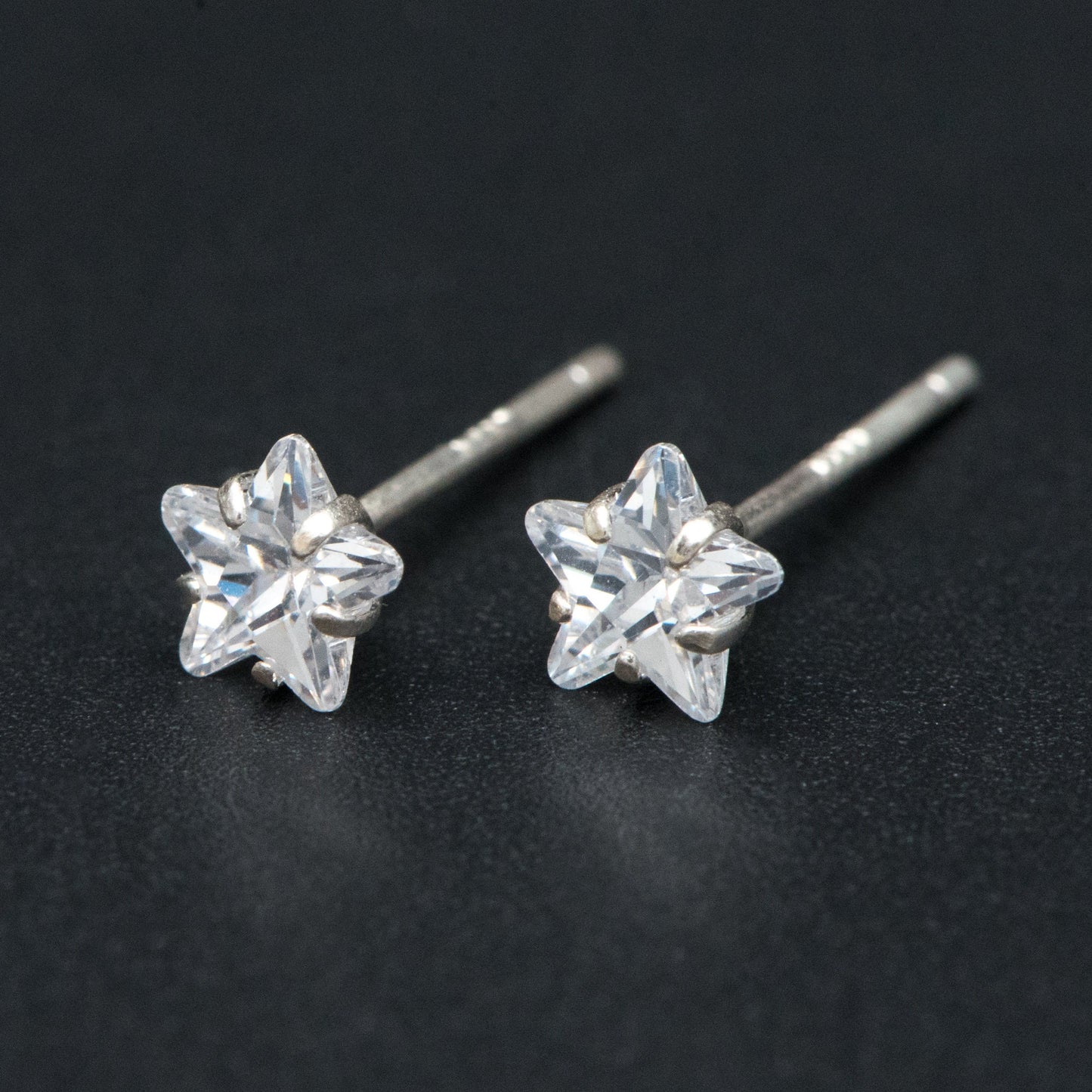 10pcs Sterling Silver Star Stud Earring, Tiny Minimalist Earring, Cubic Zirconia Ear Findings, Hypoallergenic Earrings Wholesale (CY-030)
