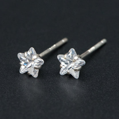10pcs Sterling Silver Star Stud Earring, Tiny Minimalist Earring, Cubic Zirconia Ear Findings, Hypoallergenic Earrings Wholesale (CY-030)