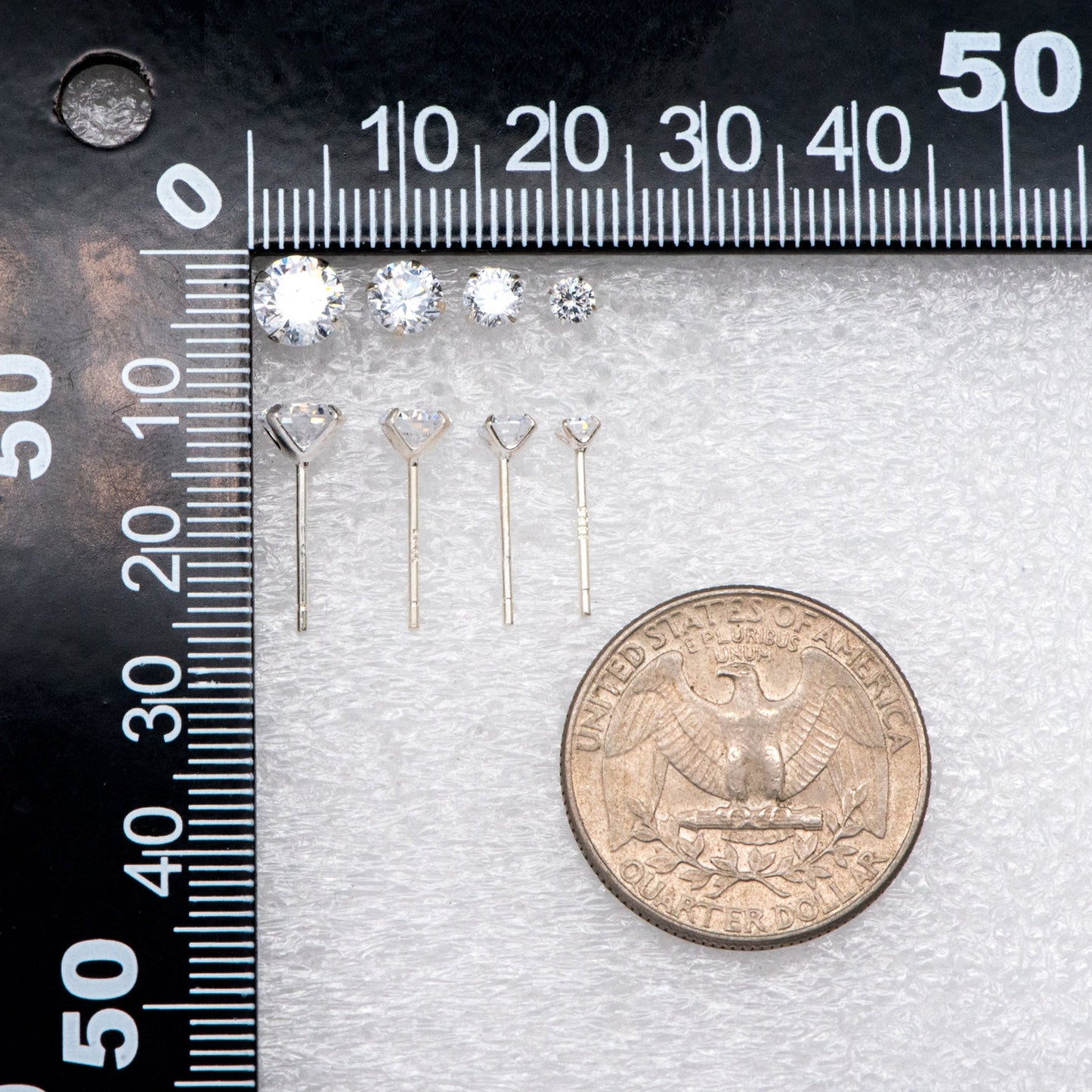 10pcs Sterling Silver Stud Earring, Dainty Minimalist Earring, Tiny CZ Diamond Earring, 3/ 4/ 5/ 6mm Multi Size (CY-031)