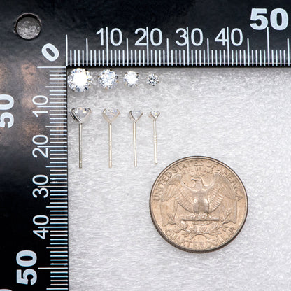 10pcs Sterling Silver Stud Earring, Dainty Minimalist Earring, Tiny CZ Diamond Earring, 3/ 4/ 5/ 6mm Multi Size (CY-031)