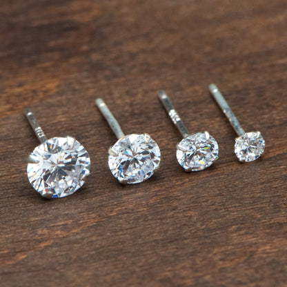 10pcs Sterling Silver Stud Earring, Dainty Minimalist Earring, Tiny CZ Diamond Earring, 3/ 4/ 5/ 6mm Multi Size (CY-031)