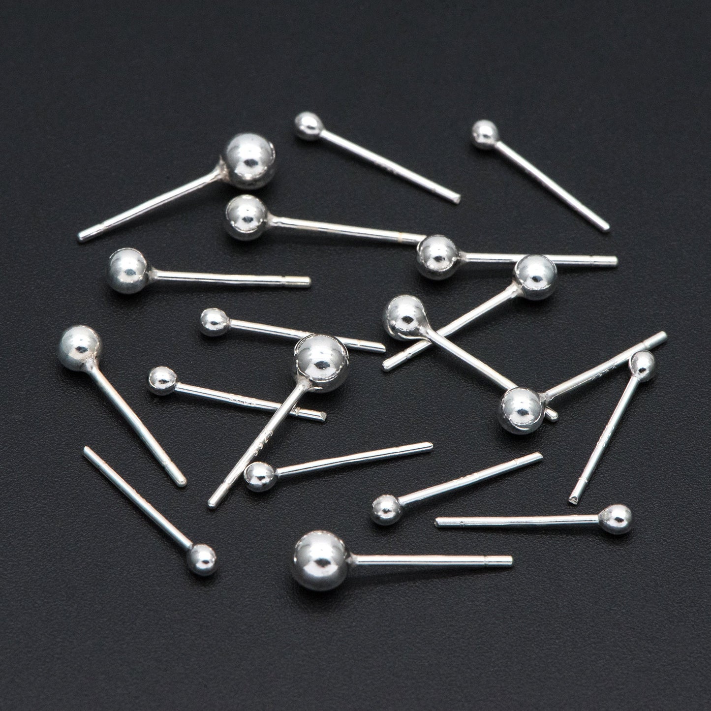 10pcs Sterling Silver Ball Ear Post, .925 Silver Earring Post, 2/ 3/ 4mm Ball Post Earring, Ball Stud Earring (CY-032)