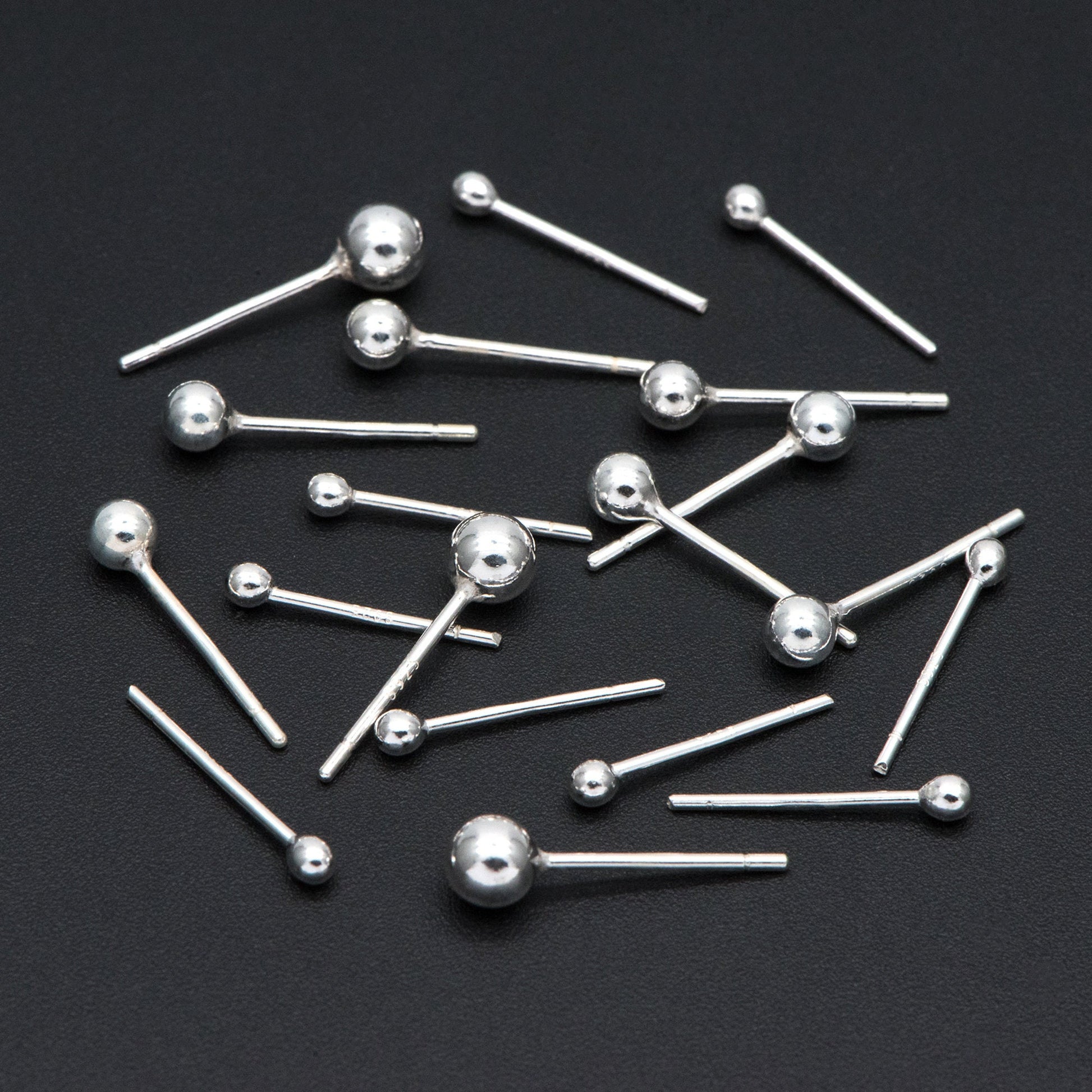 10pcs Sterling Silver Ball Ear Post, .925 Silver Earring Post, 2/ 3/ 4mm Ball Post Earring, Ball Stud Earring (CY-032)