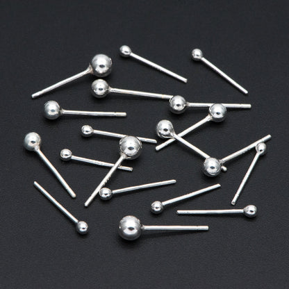 10pcs Sterling Silver Ball Ear Post, .925 Silver Earring Post, 2/ 3/ 4mm Ball Post Earring, Ball Stud Earring (CY-032)