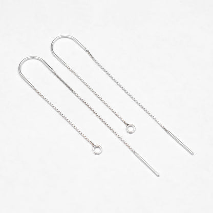 10pcs Sterling Silver Threader Earrings, .925 Silver Box Chain, Earwire Thread with Open Jump Ring (CY-033)
