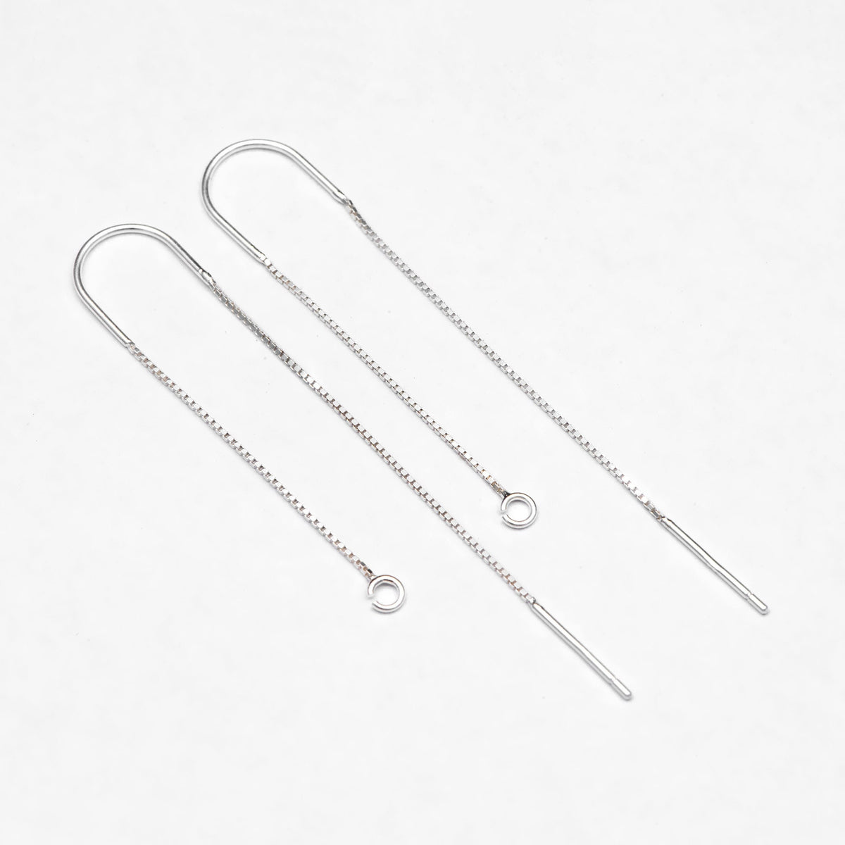 10pcs Sterling Silver Threader Earrings, .925 Silver Box Chain, Earwire Thread with Open Jump Ring (CY-033)