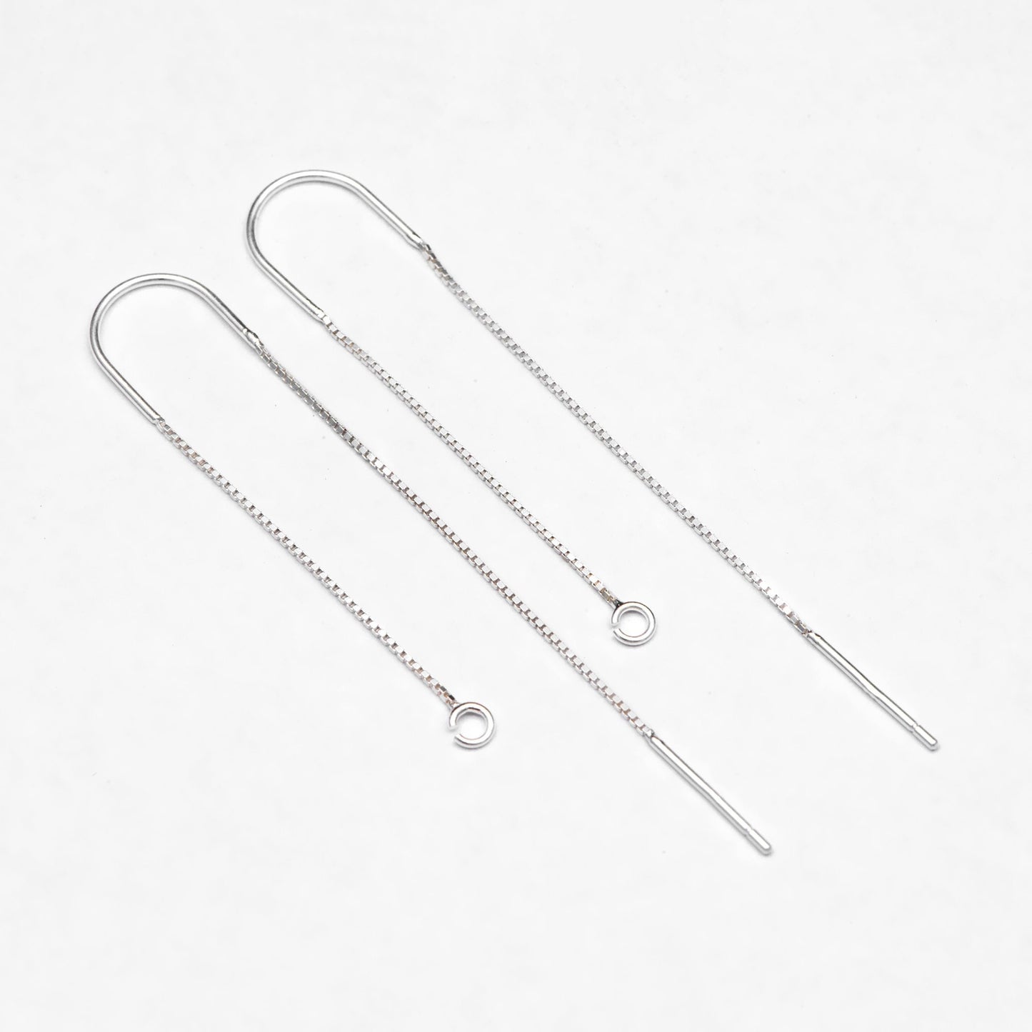 10pcs Sterling Silver Threader Earrings, .925 Silver Box Chain, Earwire Thread with Open Jump Ring (CY-033)