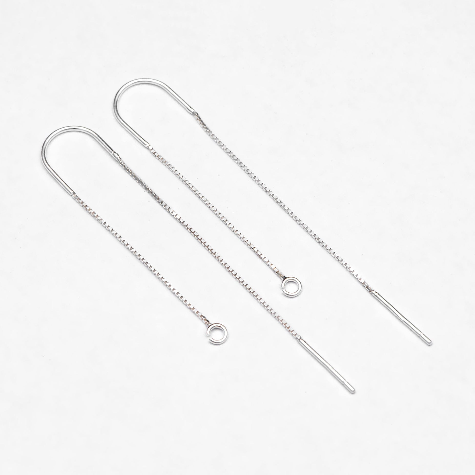 10pcs Sterling Silver Threader Earrings, .925 Silver Box Chain, Earwire Thread with Open Jump Ring (CY-033)