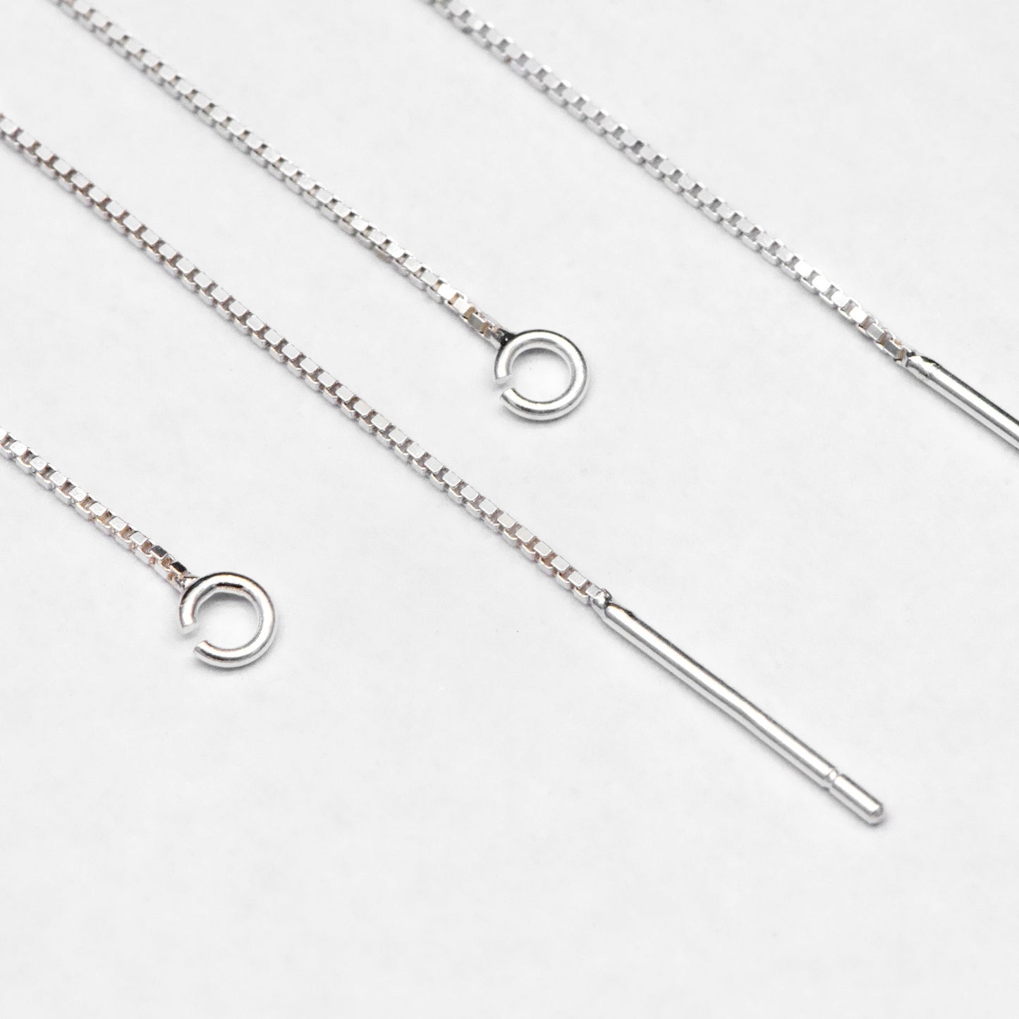 10pcs Sterling Silver Threader Earrings, .925 Silver Box Chain, Earwire Thread with Open Jump Ring (CY-033)