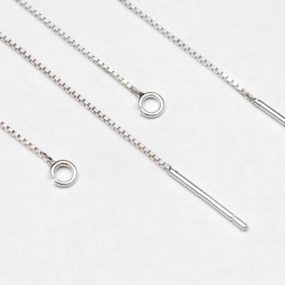 10pcs Sterling Silver Threader Earrings, .925 Silver Box Chain, Earwire Thread with Open Jump Ring (CY-033)