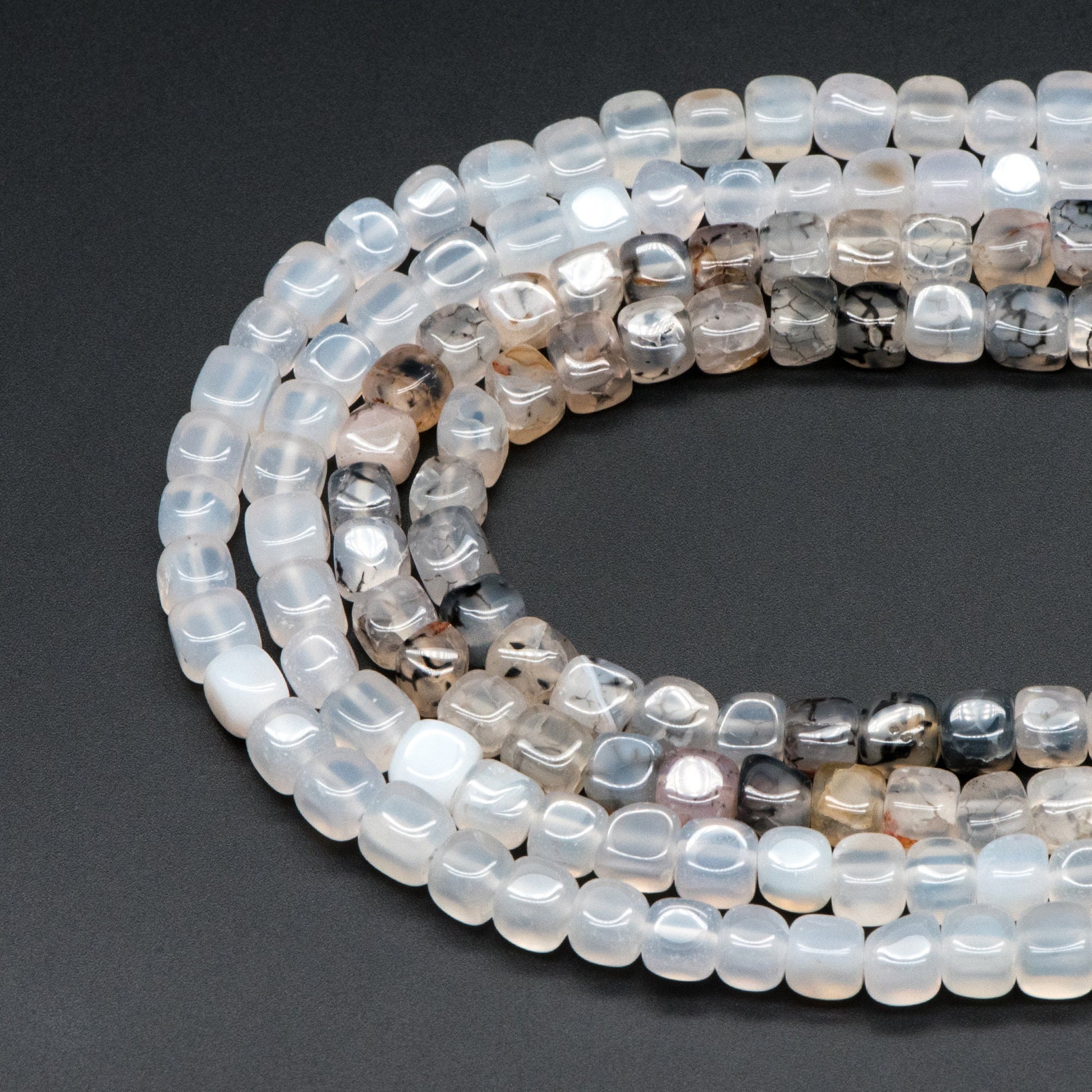 7mm Natural Cube Agate Beads, Cube Gemstone Beads, Full 14.5 inch strands (TR-040)