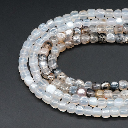 7mm Natural Cube Agate Beads, Cube Gemstone Beads, Full 14.5 inch strands (TR-040)