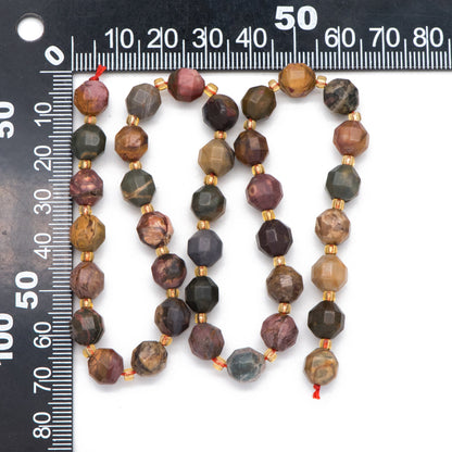 8x8.5mm Matte Black Network Jasper, Wood Grain Jasper, Picasso Jasper, Faceted Prism Gemstone Beads, Full 14.5 inch strands (TR-045)