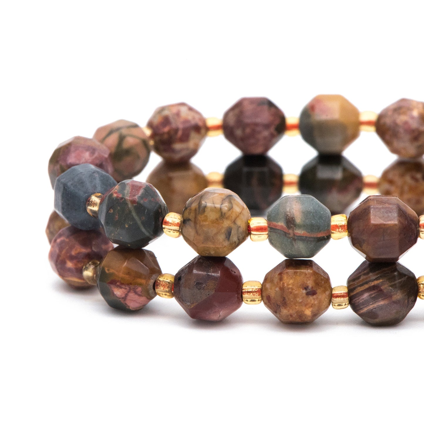 8x8.5mm Matte Black Network Jasper, Wood Grain Jasper, Picasso Jasper, Faceted Prism Gemstone Beads, Full 14.5 inch strands (TR-045)