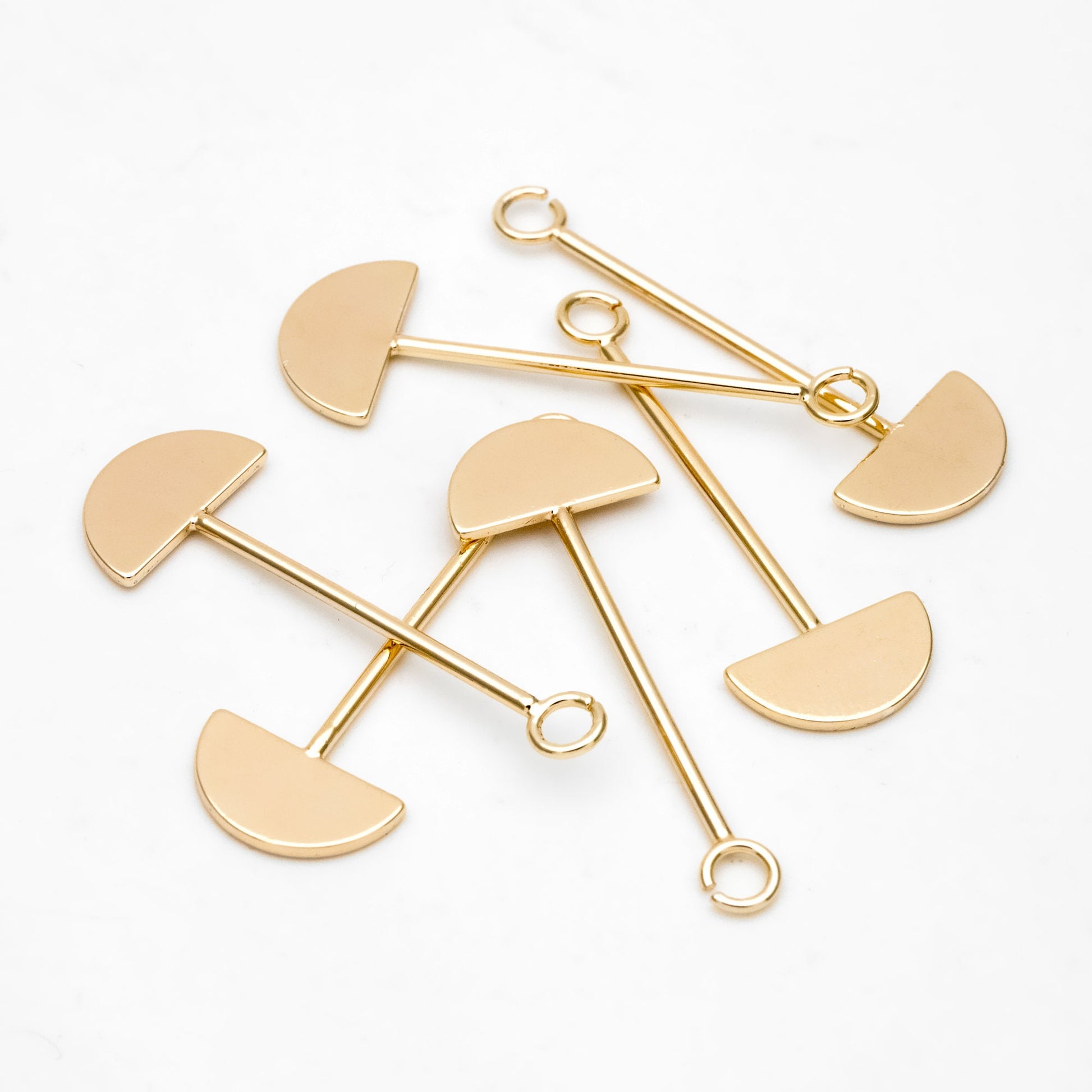 10pcs Gold Bar Semi-Circle Charms, 37x13mm, Gold plated Brass Half Round Pendants (GB-3302)