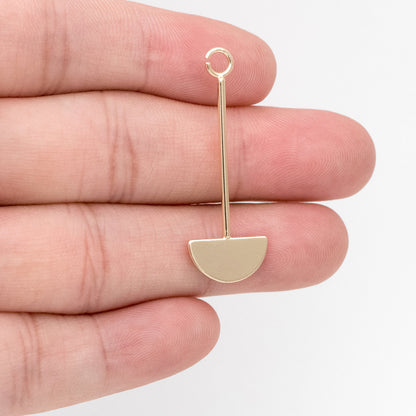 10pcs Gold Bar Semi-Circle Charms, 37x13mm, Gold plated Brass Half Round Pendants (GB-3302)