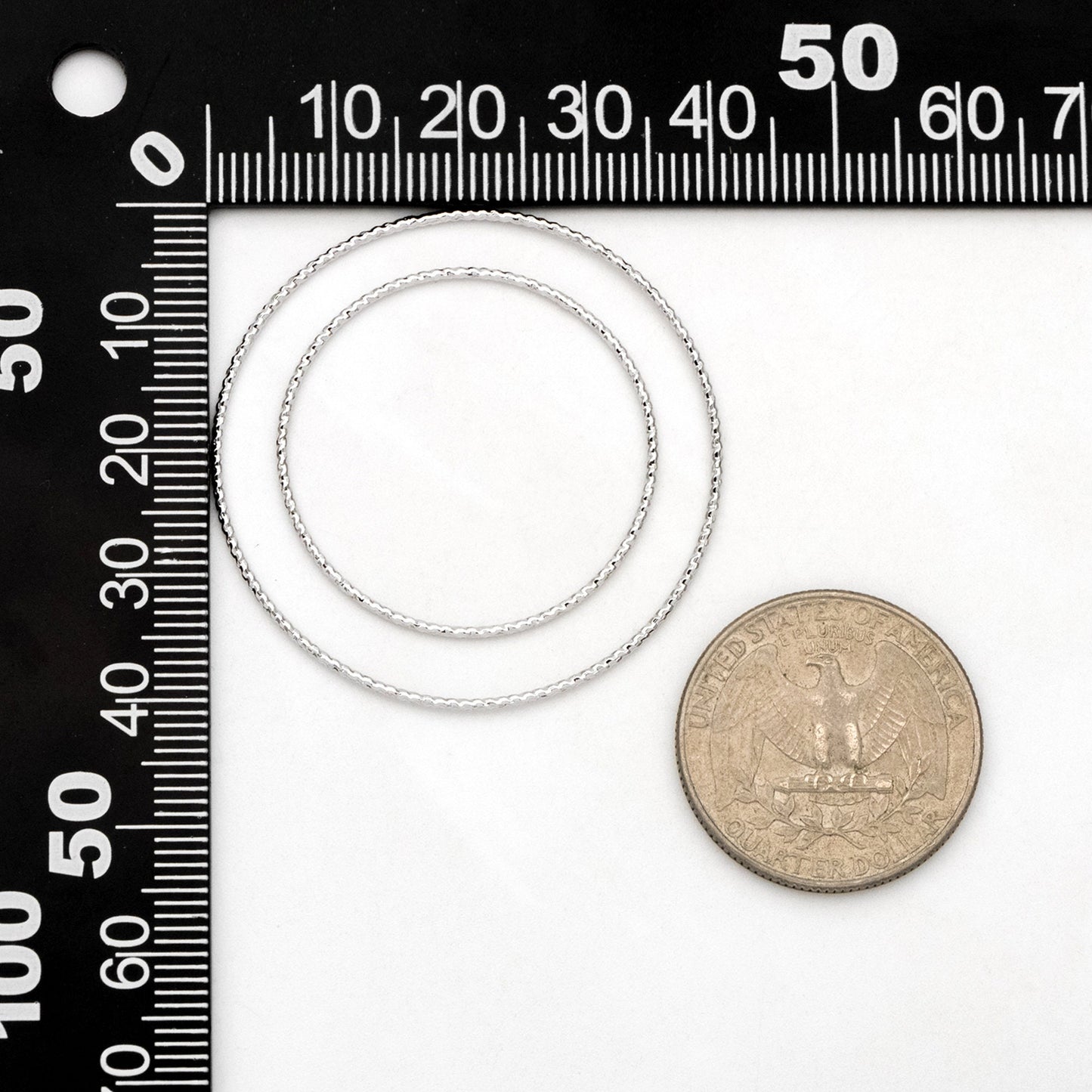 10pcs Silver Tone Round Ring 30/ 40mm, Rhodium plated Brass, Geometric Hoop Circle (GB-3303)