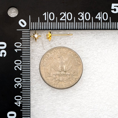 10pcs CZ Pave North Star Ear Posts, 6mm, Real Gold/ Rhodium Plated Brass Star Stud Earrings (#GB-3041-C)