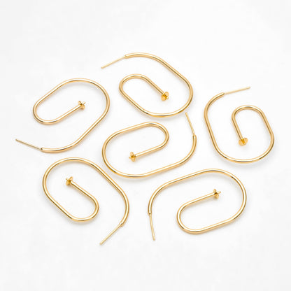 4pcs Gold Minimalist Earring Hook, Pearl Peg Earring Mounts,Half Drilled Pearl Post Earring Settings (GB-3280)