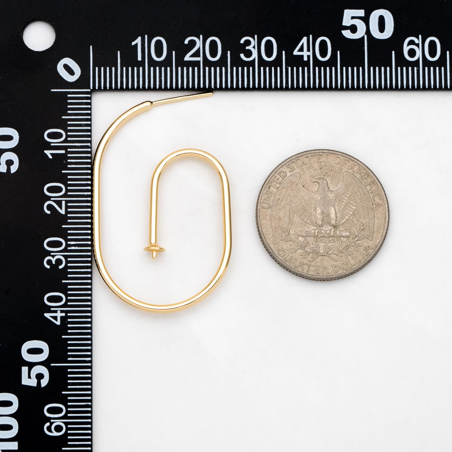 4pcs Gold Minimalist Earring Hook, Pearl Peg Earring Mounts,Half Drilled Pearl Post Earring Settings (GB-3280)